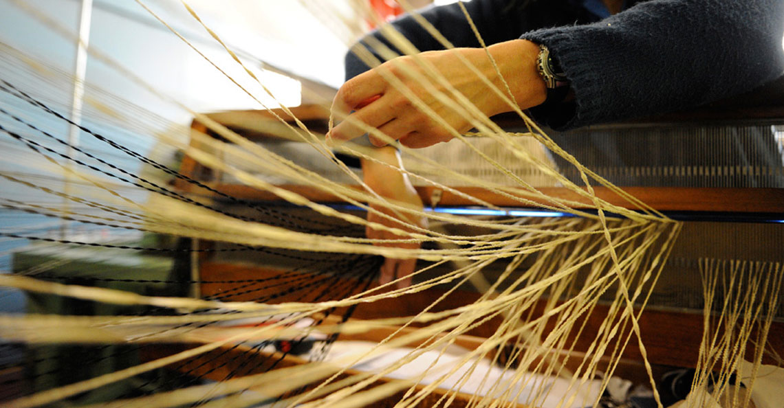 Hand Weaving on a Loom, Glant Production in Bargamo Italy